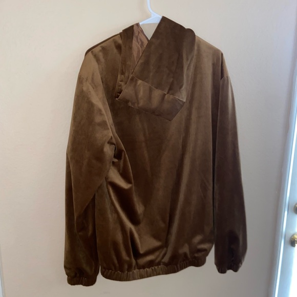 Brown indie soft fuzzy longsleeve hipster hoodie brown zip up y2k vintage jacket - Picture 8 of 15